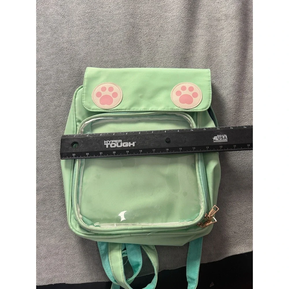 Mint Green Ita Bag Backpack Clear Display Window Kawaii Cat Paw Print Mint